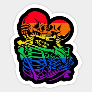 Gay Couple Skeletons Kissing LGBT Pride Sticker